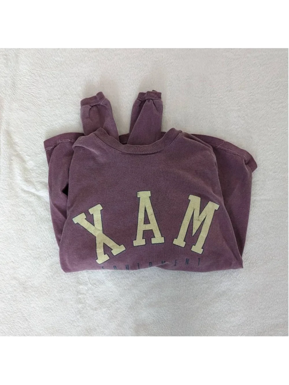 XAM Equipment Vintage 90s Garment Dyed Long Sleeve Plum Purple Top One Size